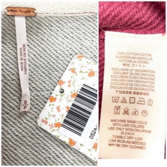 FREE People Oversized Color Block Pullover Jersey Sweatshirt Burgundy /White New - Picture 5 of 6